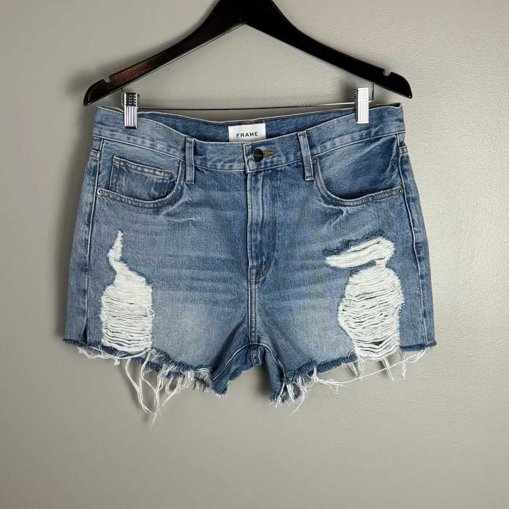 Frame Le Ultra Baggy Lomond‎ Slash Denim Jean Shorts Size 26